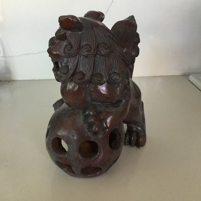 Vintage Hand Carved Foo Dogs - Set of 2 For Sale In Palm Springs - Image 6 of 11