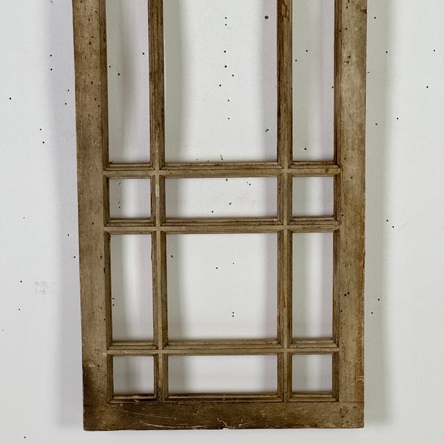 Mondrain Inspired Architecturally Salvaged Grill Style Tall Wood Window Frame For Sale - Image 4 of 13