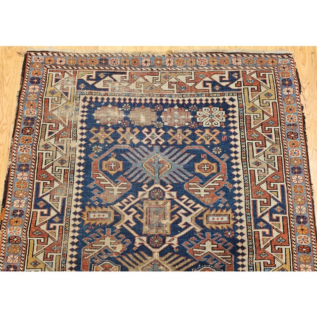 Antique Caucasian Shirvan Area Rug, Handwoven Wool, Allover Geometric Pattern, 1890s, 4' x 6' For Sale - Image 11 of 18