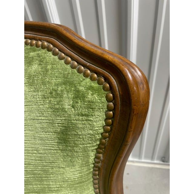 Mid 20th Century Green Velvet Bergere Chair For Sale - Image 10 of 15