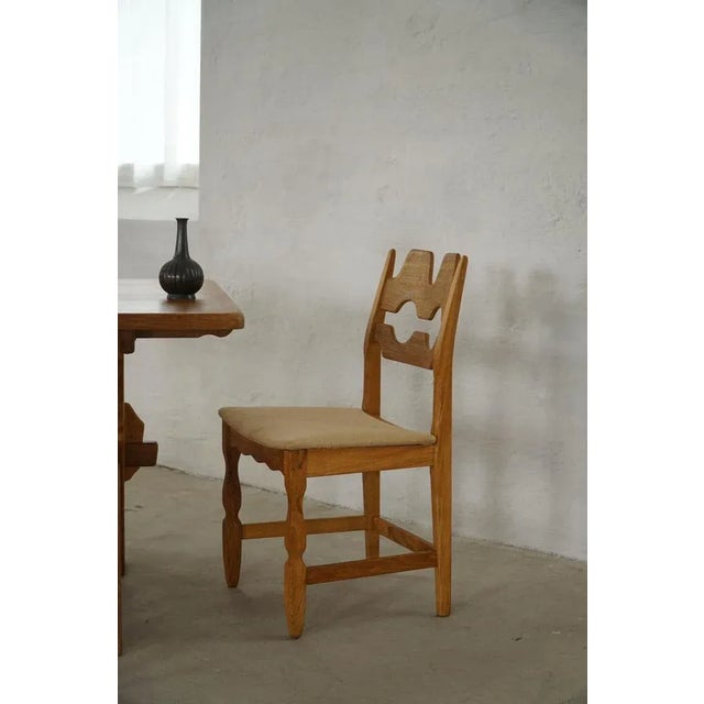 Mid-Century Modern Chairs in Oak & Hessian attributed to Henning Kjærnulf, 1950s, Set of 6 For Sale - Image 15 of 18