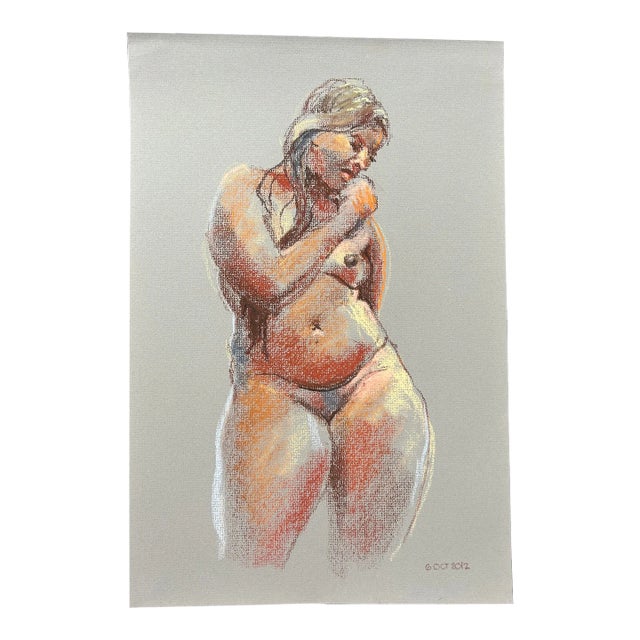 Impressionist Pastel Drawing of Standing Nude Woman For Sale