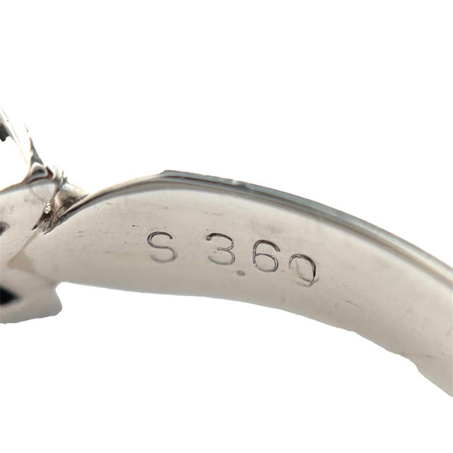 Platinum 3.40 Carat Weight Natural Sapphire & 0.98 CTW Marquise Diamond Ring, Size 4.5 For Sale - Image 10 of 10