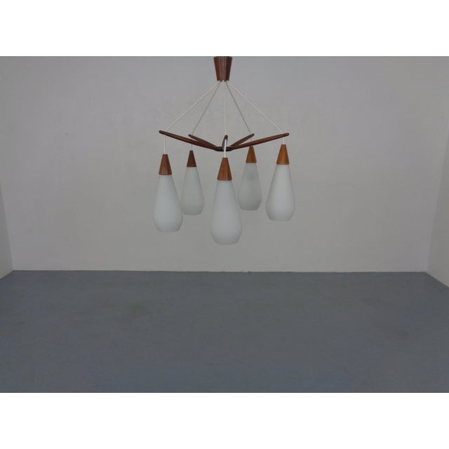 Danish Teak and Glass Spider Ceiling Lamp, Denmark, 1960s For Sale - Image 10 of 17