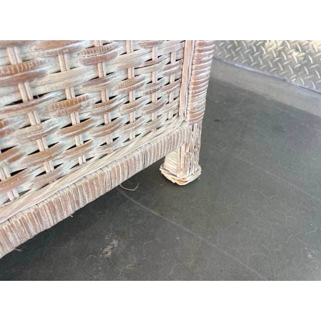Late 20th Century Pair of Woven Rattan Nightstands Wicker, Wood For Sale - Image 11 of 11