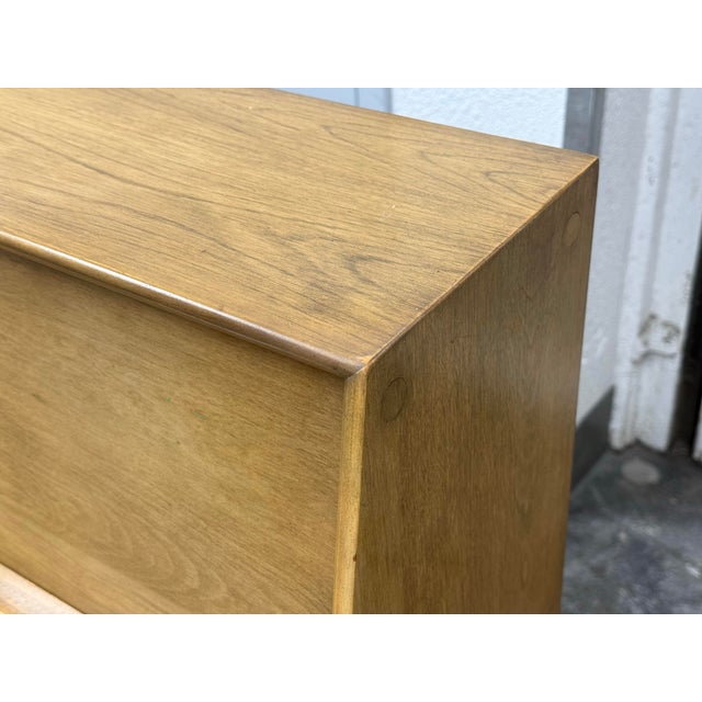 Brown Full Size Heywood Wakefield Bookcase Headboard, Vintage For Sale - Image 8 of 12