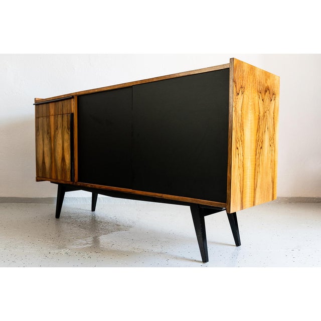 Black Vintage Polish Sideboard in Walnut, 1970s For Sale - Image 8 of 18