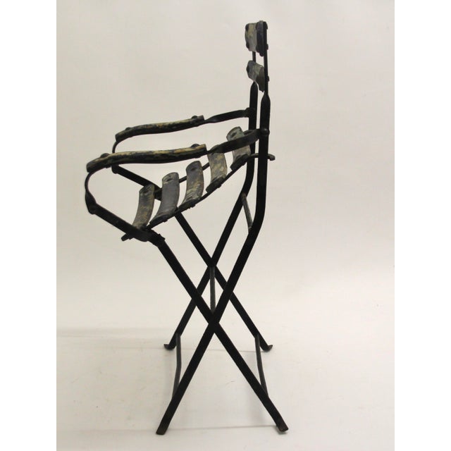 Blue French Children's Garden Folding Chair, 1930s For Sale - Image 8 of 9