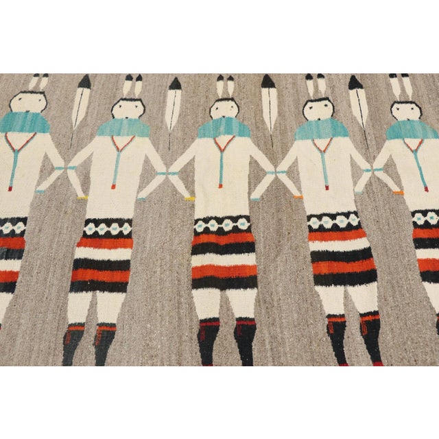 Native American Art Vintage Yeibichai Navajo-Style Kilim Rug - 02'11 X 04'04 For Sale - Image 4 of 9