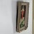 Textile Vintage Folk Art Oil on Woven Fabric Painting of Red Faced Circus Clown in Green Suit, Signed J D For Sale - Image 7 of 10