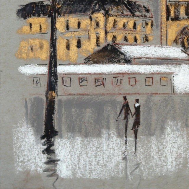 2020s Pastel Study 4 - Original Serene Figurative Cityscape Oil Painting on Paper by Kathleen Keifer For Sale - Image 5 of 6