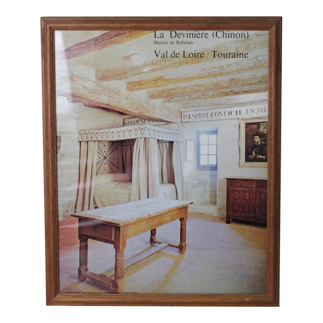 1980s Framed French Museum Poster La Devinière Rabelais Birthplace For Sale