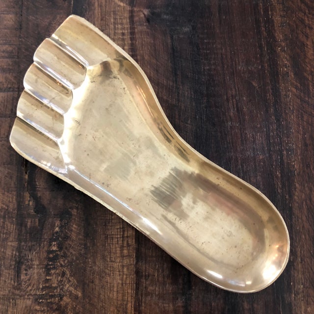 Vintage Contemporary Solid Brass Human Foot Tray Chairish