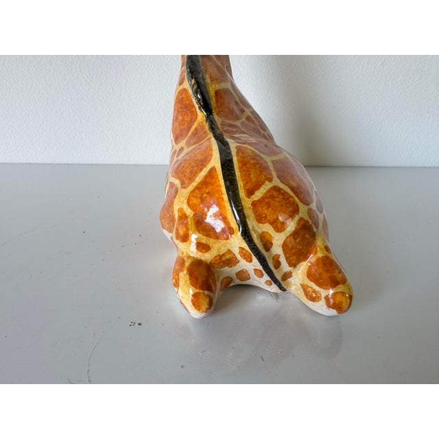 1980s Vintage Handmade and Hand-Painted Ceramic Giraffe Figurine For Sale - Image 5 of 11
