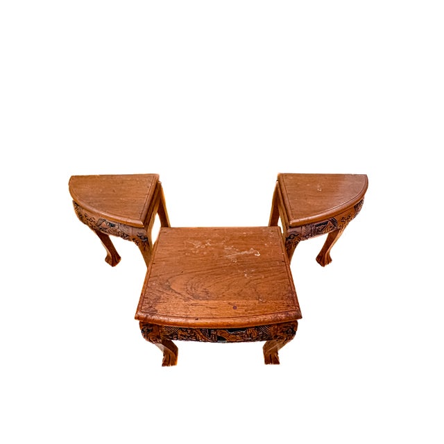 Mid-Century Modern Hand-Carved Asian Opium Nesting Table For Sale - Image 18 of 18