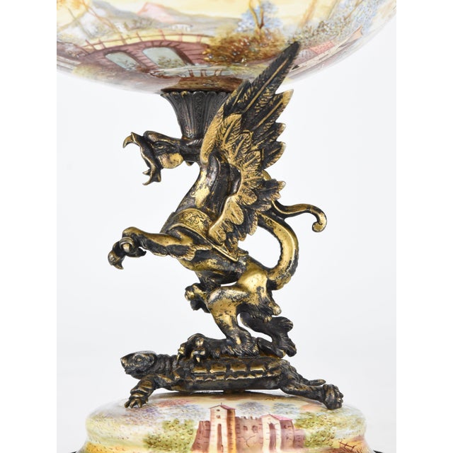 Neoclassical Late 19th Century Ludwig Politzer Gilt Silver & Viennese Enamel Compote With Figural Griffon & Tortoise For Sale - Image 3 of 11
