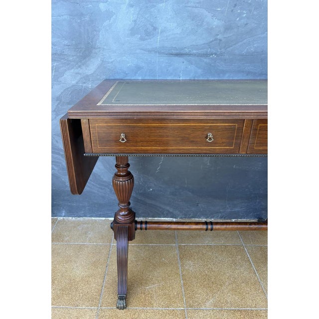 Spanish Regency Revival Drop-Leaf Writing Table with Leather Top, 1940s For Sale - Image 13 of 18