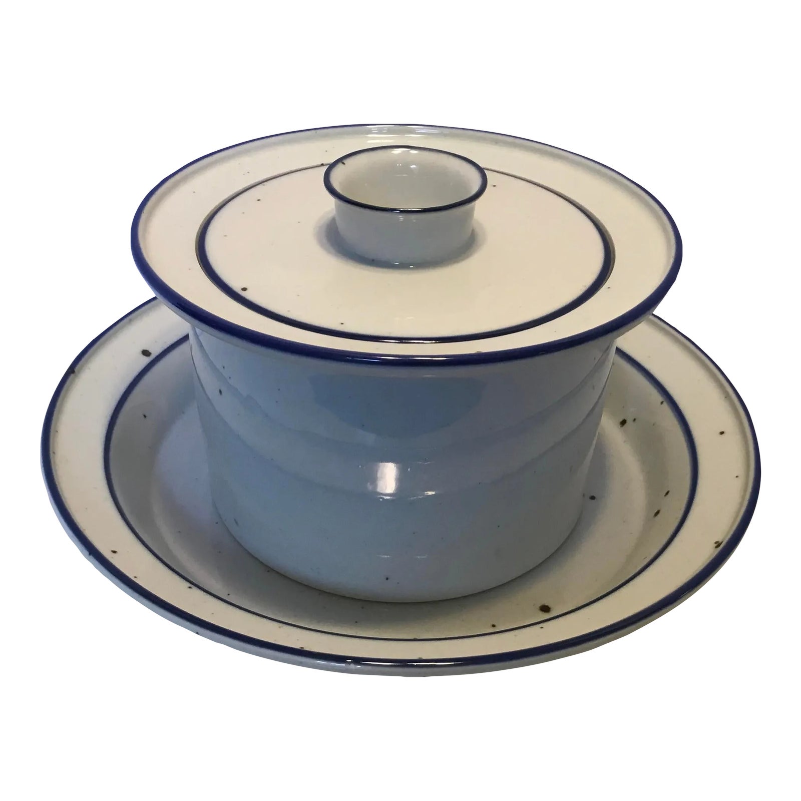 Vintage Dansk Blue Mist Covered Casserole and Deep Platter- 2