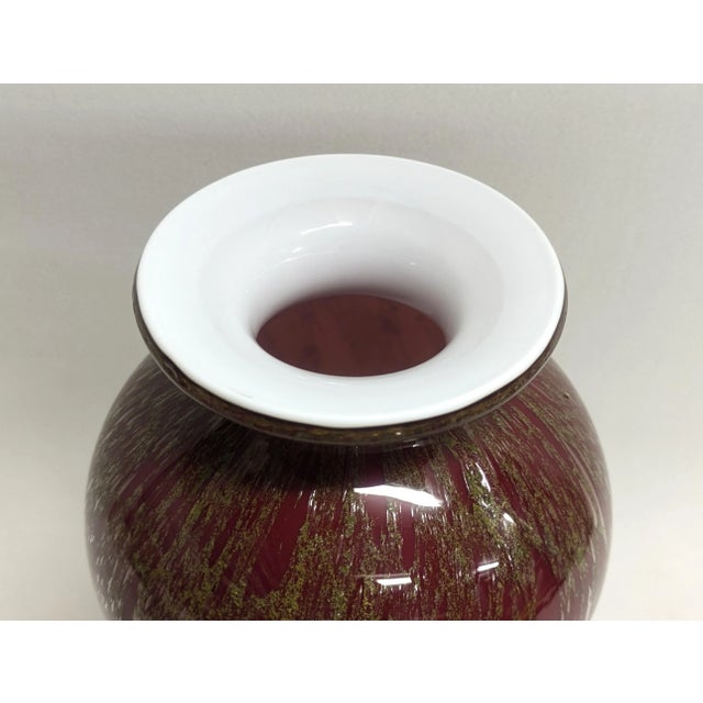 Oxblood Red and Gold Art Glass Vase For Sale - Image 4 of 8