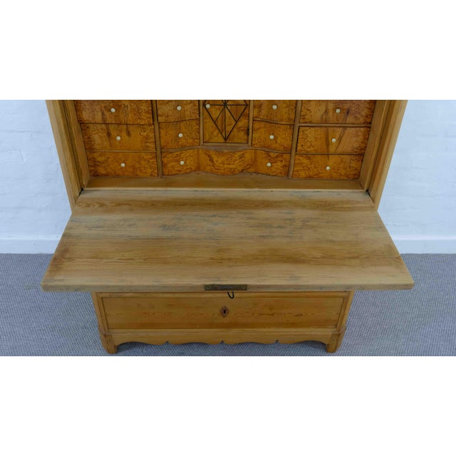 Antique Biedermeier Secretary in Softwood and Burlwood, 19th Century For Sale - Image 13 of 18