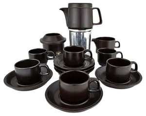 Mid-Century Ceramic Espresso Set from Ceramica Franco Pozzi, Set of 9