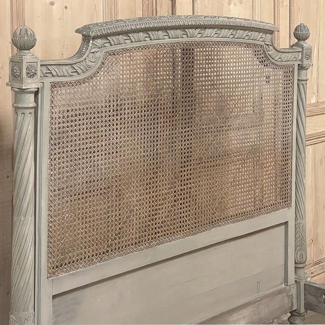 19th Century French Louis XVI Painted Cane Bed by Hopilliart & Leroy of Paris For Sale - Image 12 of 18
