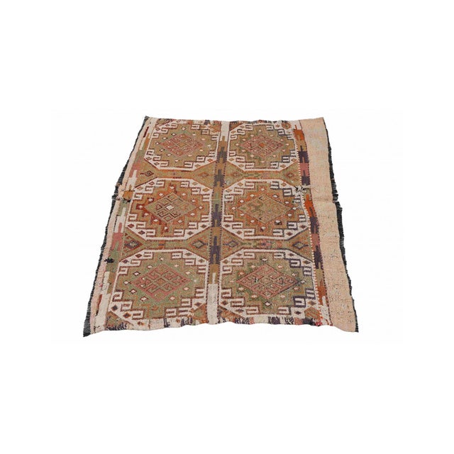 Mid-Century Modern Small Vintage Embroidered Kilim Rug - 2`7″ X 4`5″ Ft. For Sale - Image 3 of 6
