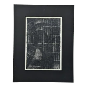 “Partial Eclipse” Minimalist Charcoal Study on Paper, Matted/Richard Serra/Sol LeWitt