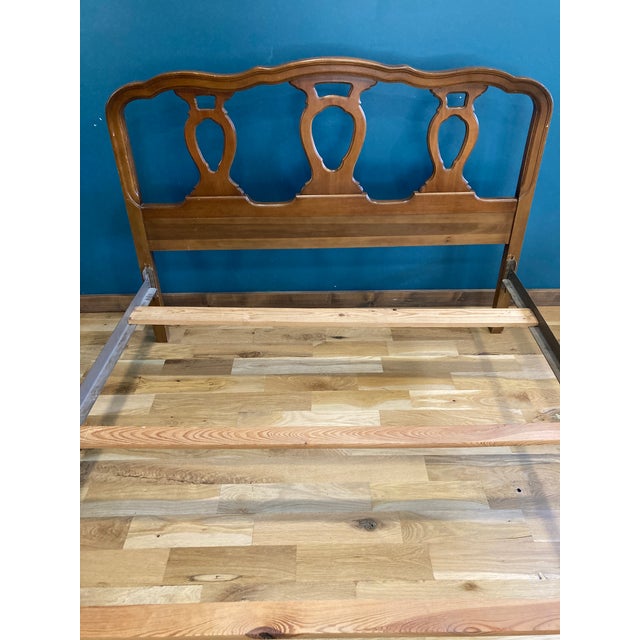 1950s MidCentury Solid Wood French Provincial Full Size Bed Frame