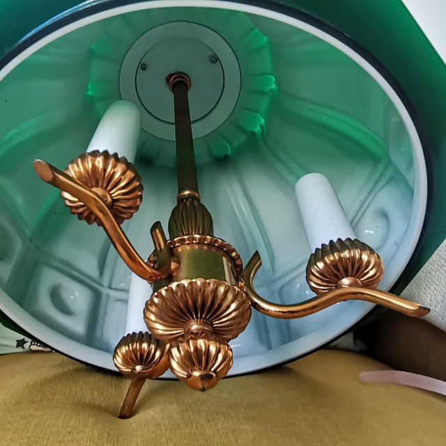 Large Scandinavia Pull Down Hanging Light in Green Glass by Helena Tynell for Flygsfors, 1960s For Sale - Image 14 of 18