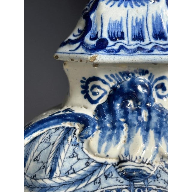 Antique Dutch Delft Blue and White Vase, 1770 For Sale - Image 6 of 11