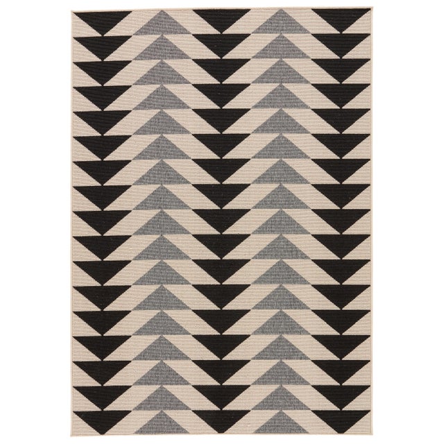 Jaipur Living McKenzie Indoor Outdoor Geometric Black & Cream Area Rug