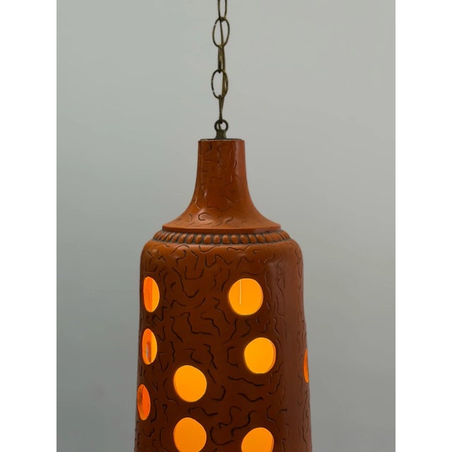 Burnt Orange 1970s The Terra Pendant Swag Lamp For Sale - Image 8 of 14