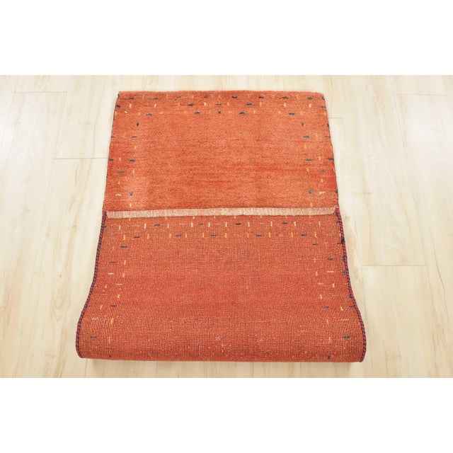 Gabbeh Rug 2’3” X 4’6” Rust Wool Contemporary Hand-Knotted Carpet For Sale - Image 12 of 13