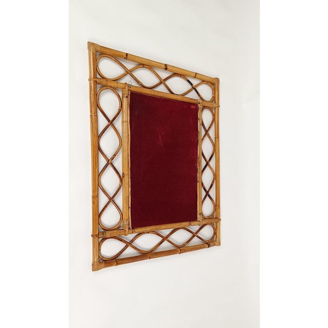 Mid-Century Modern French Riviera Rectangular Wall Mirror in Bamboo and Rattan, 1960s For Sale - Image 15 of 18