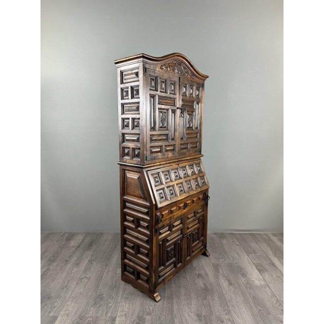 19th Century Neo-Renaissance Carved Wooden Writing Desk For Sale - Image 4 of 12