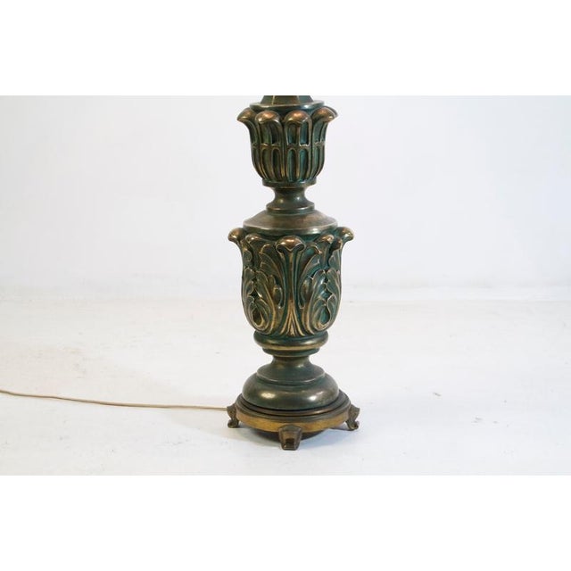Art Deco Italian Green and Gold Floor Lamp in Bronze and Ceramic, 1930s For Sale - Image 6 of 9