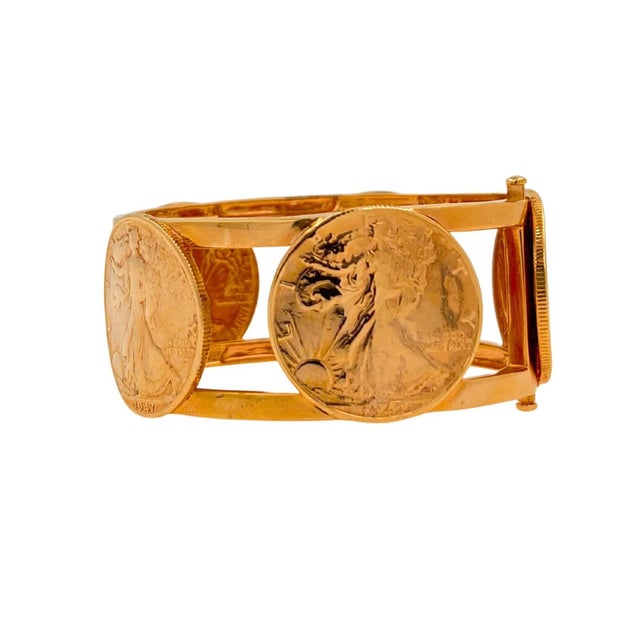 18K Rose Gold Vermeil on 925 Solid Sterling Silver 30 mm of Coins diameter Genuine Vintage Coins Great Value Wrist sizes -...