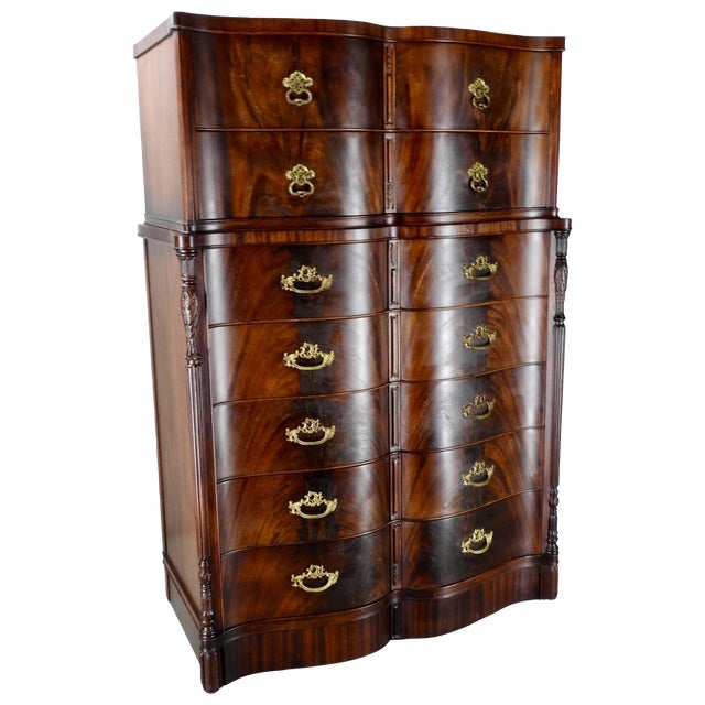 19th Century Flame Mahogany Chest on Chest For Sale