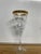American Vintage Gold-Encrusted Etched Crystal Stemware, Three-Piece Place Setting: Water Goblet, Wine Goblet, and Cordial Glass. For Sale - Image 3 of 5