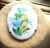 Antique Art Nouveau 1910 Hand-Painted Blue Dogwood Flower Porcelain Brooch For Sale - Image 4 of 11