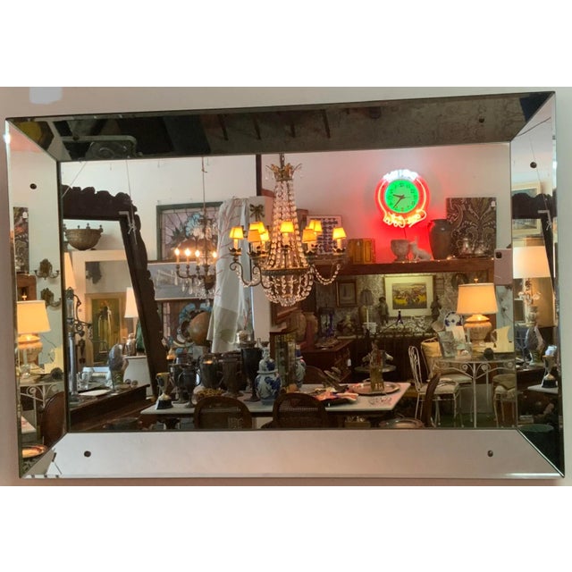 Metal Sleek Mirror With Bronze Studs & Beveled Glass in the Mirrored Frame For Sale - Image 7 of 13