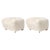 White Set of Off White Natural Oak Sheepskin the Tired Man Footstools by Lassen For Sale - Image 8 of 8