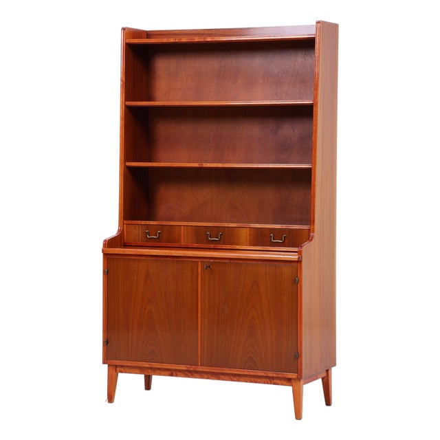 Mid-Century Bookcase with Drawers in Wood For Sale