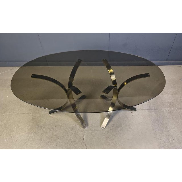 Vintage Brass Oval Glass Dining Table, 1970s For Sale - Image 3 of 10