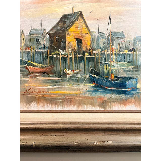 1970s Mid-Century Modern Alan Simpson Original Oil Painting in Mexico Wood Frame For Sale - Image 9 of 10