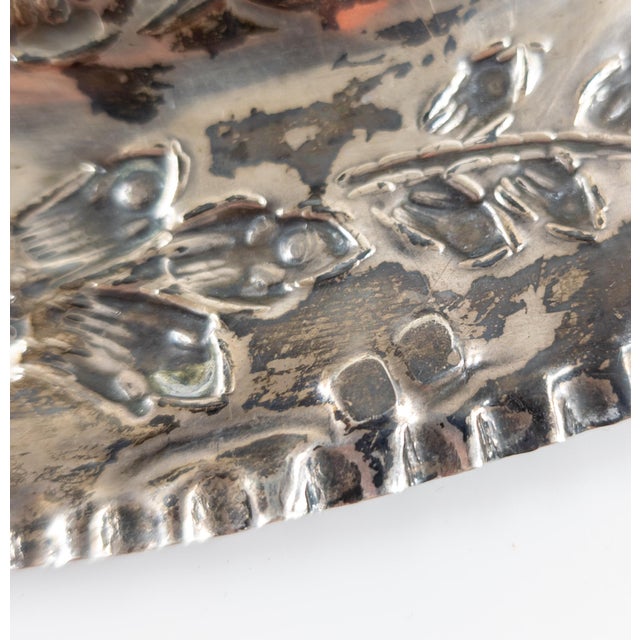 19th Century Spanish Silver Repousse Tray With Floral Design, Madrid Hallmarks For Sale - Image 12 of 12