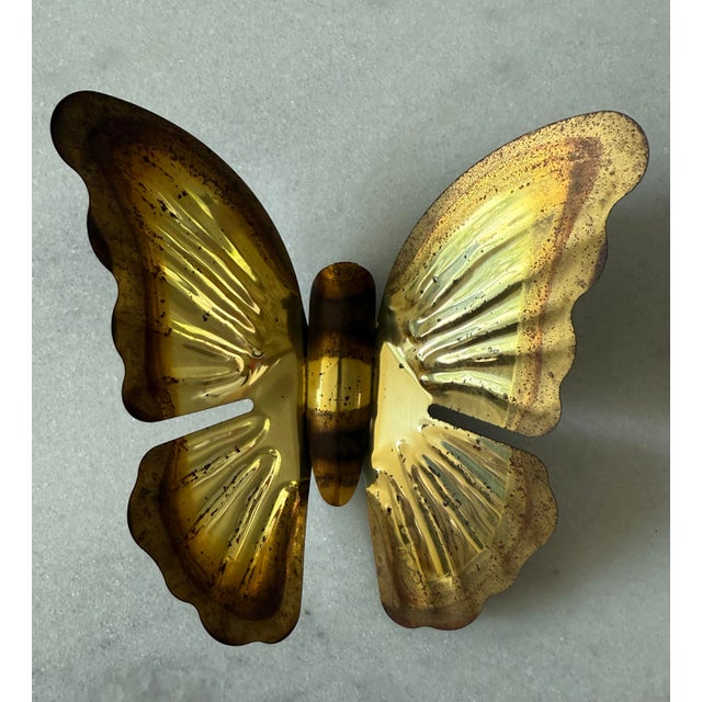 Set of 3 Vintage Mid Century Brass Butterfly Wall Hangings For Sale - Image 4 of 8