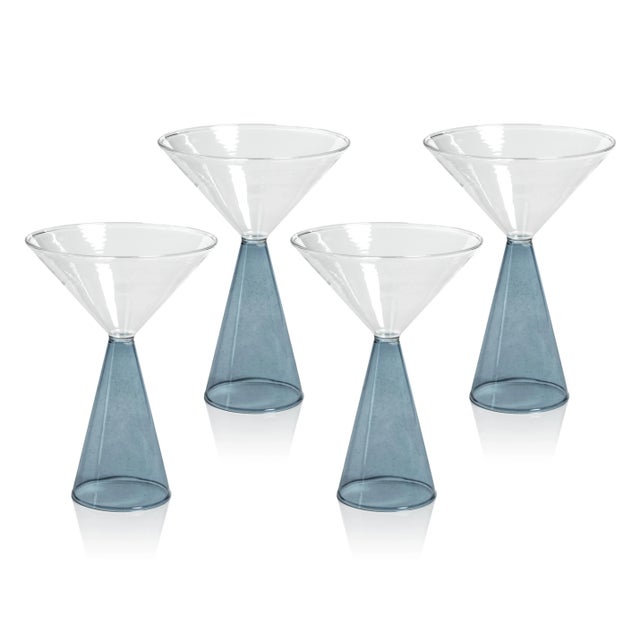 Viterbo Martini Glasses - Blue, Set of 4 For Sale - Image 4 of 4