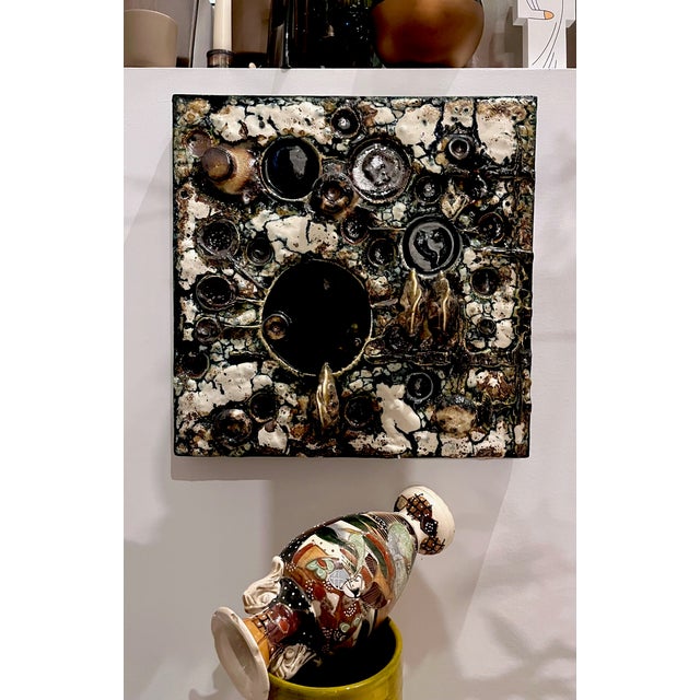 Abstract Circa 1975 Helmut Friedrich Schäffenacker Brutalist Polychrome Glazed Stoneware Wall Relief For Sale - Image 3 of 18